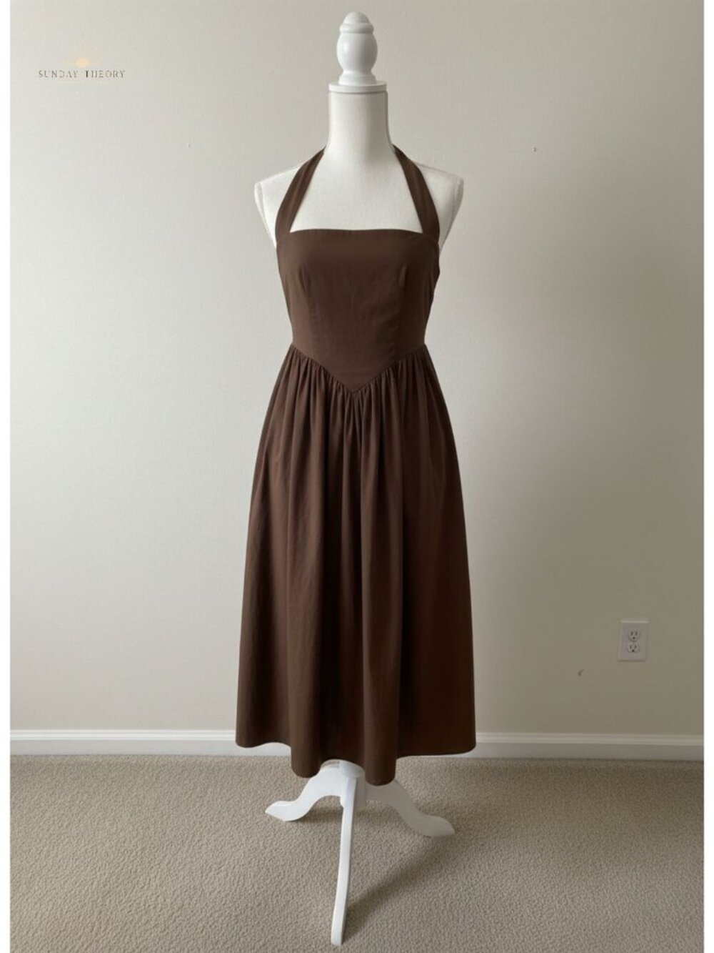 Women's Halter Corset Midi Dress Open Back A-Line Formal Wedding Guest